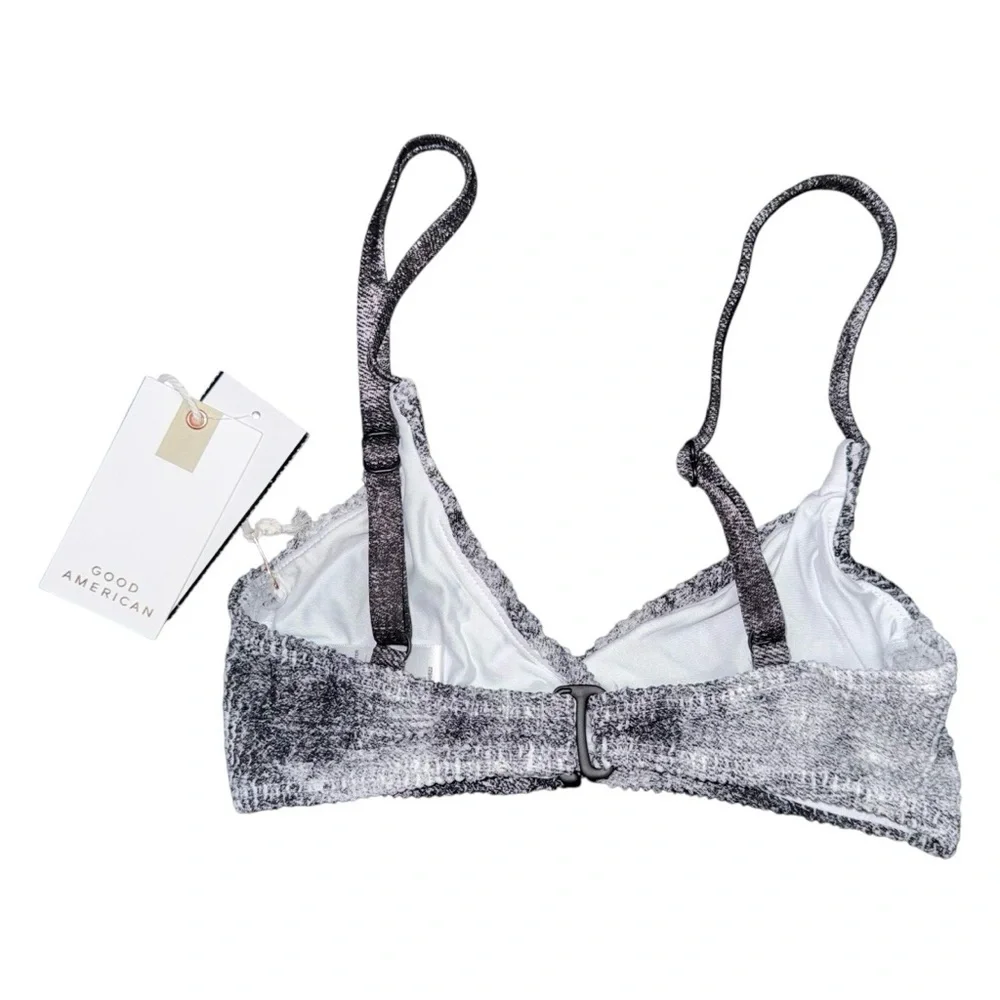 NWT Good American Always Fits Twist Bikini Top Gray Tie Dye Size 0 / XS GSW0522